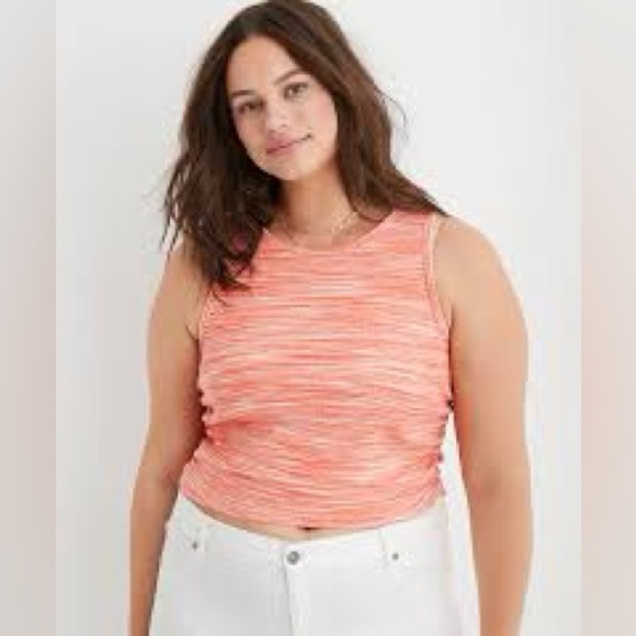 Tops - aerie space dyed ruched waist sleeveless ribbed crop tank Top XL